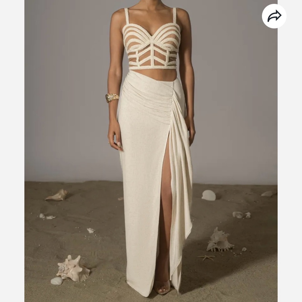 JLUXLABEL Cream Maxi Skirt